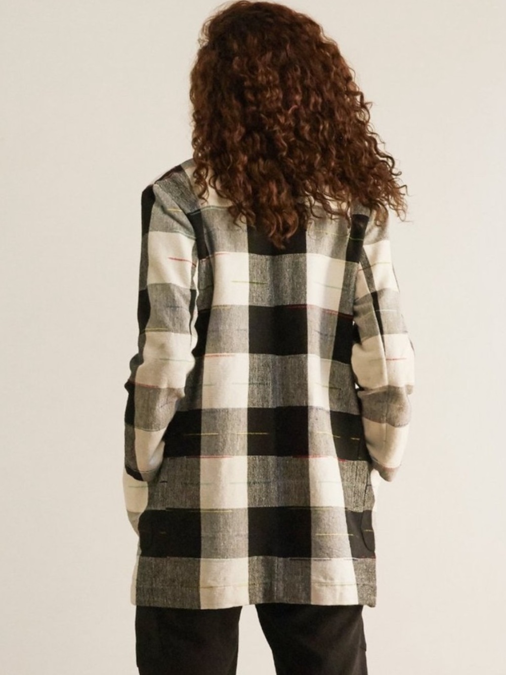 Anthropologie The Odells Cairo Plaid Blazer Jacket Black White Gingham Check L - Picture 7 of 16
